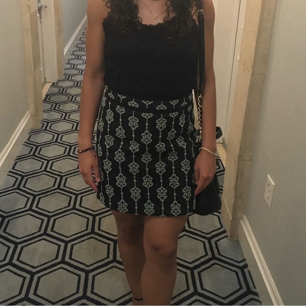 Zara embroidered mini skirt in navy, size M